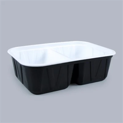 2 Compartment Lunch Box Rectangular Food Plastic Tableware