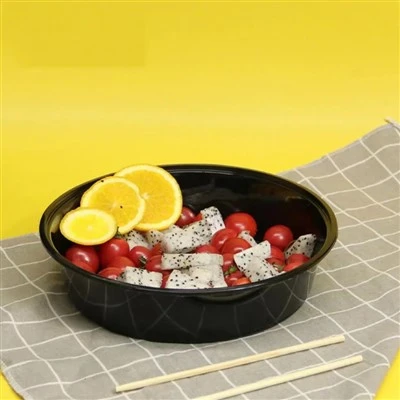 Black Disposable PP Plastic Basin Lid ISO9001 Certified Custom Capacity Microwaveable Food-grade Modern Design Custom Lunch Box