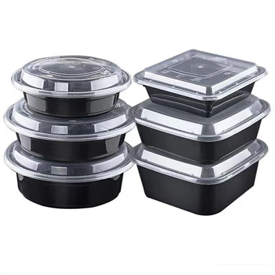 Black Plastic Box, Rice Bowl, And Vegetable Packaging