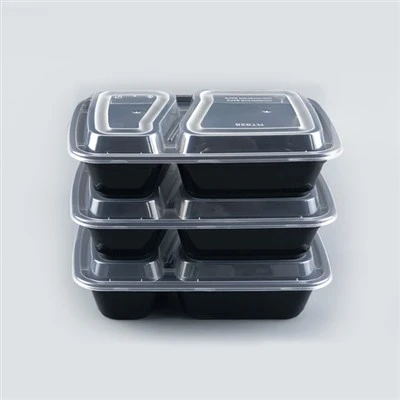 Black Rectangular Disposable Meal Prep Food Container