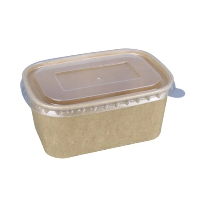 Customize Eco Friendly Rectangle Food Containers For Fruit Paper Salad Bowl With Lid