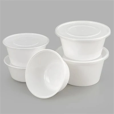 Disposable Microwaveable Thickened Milky White Round Bowl PP Noodle Bowl With Lid Takeout Box Food Contact Safe