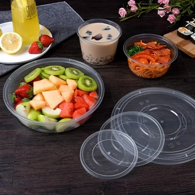 Disposable Plastic Bento Boxes-Thickened Transparent Fast Food Takeout Lids Soup Bowls For Serving Storage Convenient For Daily