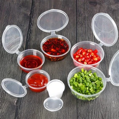 Disposable PP Plastic Transparent Sauce Cup Lid Microwavable Food Contact Safe Takeout Food Seasoning Box Custom Capacity Modern