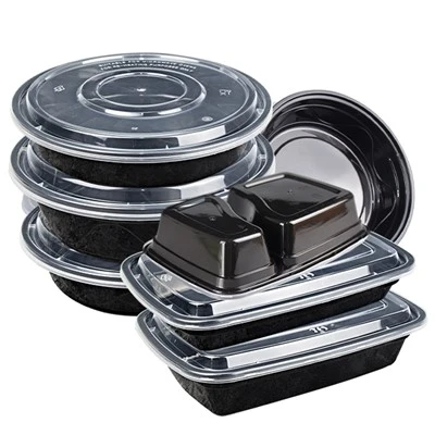 Disposable Square Circular Plastic Food Box Black