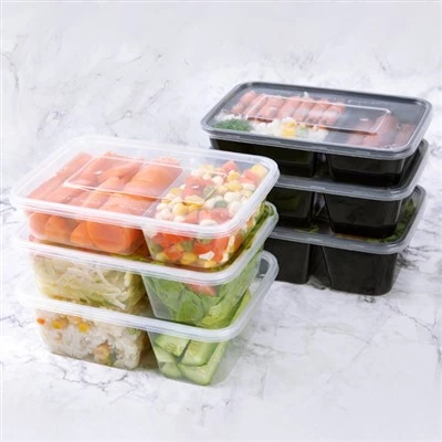 Divided Transparent Double Compartment Bento Lunch Box