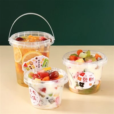 Fruit Bucket With Carrying Handle For Milk Tea