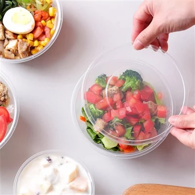 Transparent round food container