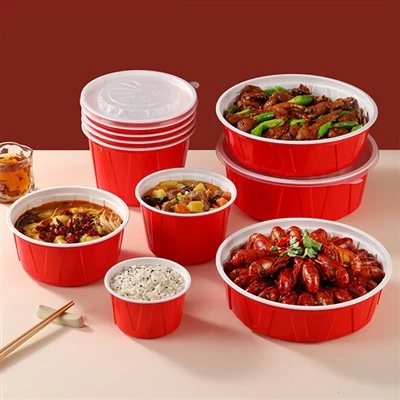 Red And White Corrugated Bowl Circular American Packaging Box