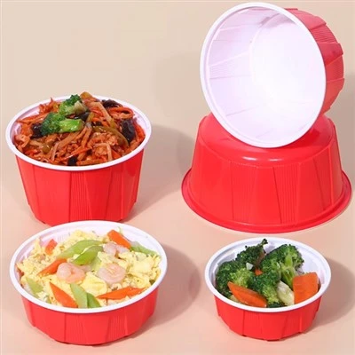 Hot Sale Red Plastic Round Hot Soup Bowl