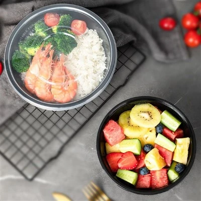 Thickened Disposable Lunch Box Food-grade Polypropylene Black Bowl Lid Microwave Biodegradable ISO9001 Certified Custom Capacity