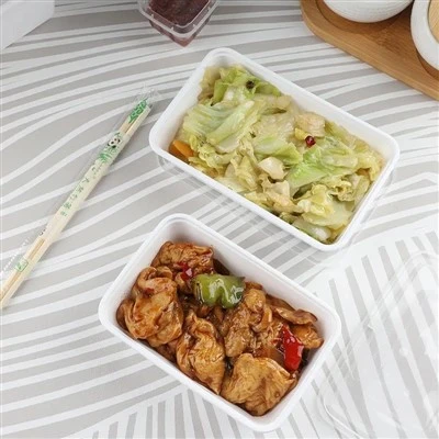 Thickened Disposable PP Plastic Milky White Rectangular Lunch Box Lid Microwave-safe Food Contact Safe ISO9001 Certified Box