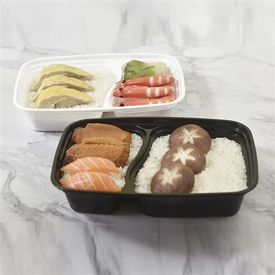 Transparent One-piece Partitioned Two Compartment Lunch Box