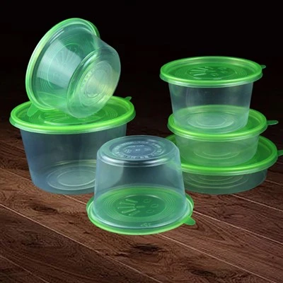 Transparent Packaged Round Bowl With Green Flat Lid