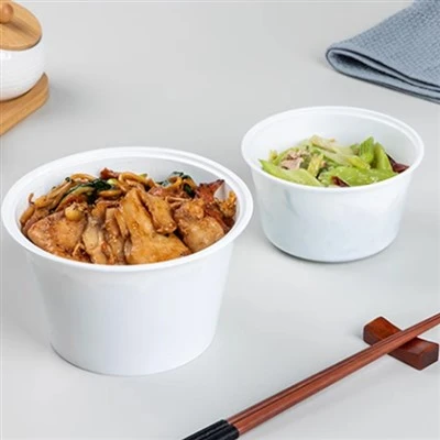 White Circular Disposable Food Box For Takeaway Packaging