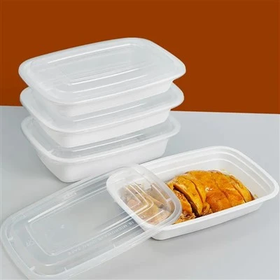 White Disposable Plastic American-style Rectangular Microwavable Food Container With Lid Food Contact Safe Takeout Lunch Box