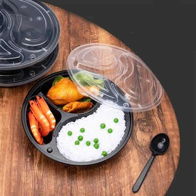 Wholesale Black Disposable 3 Compartment Meal Lunch Box